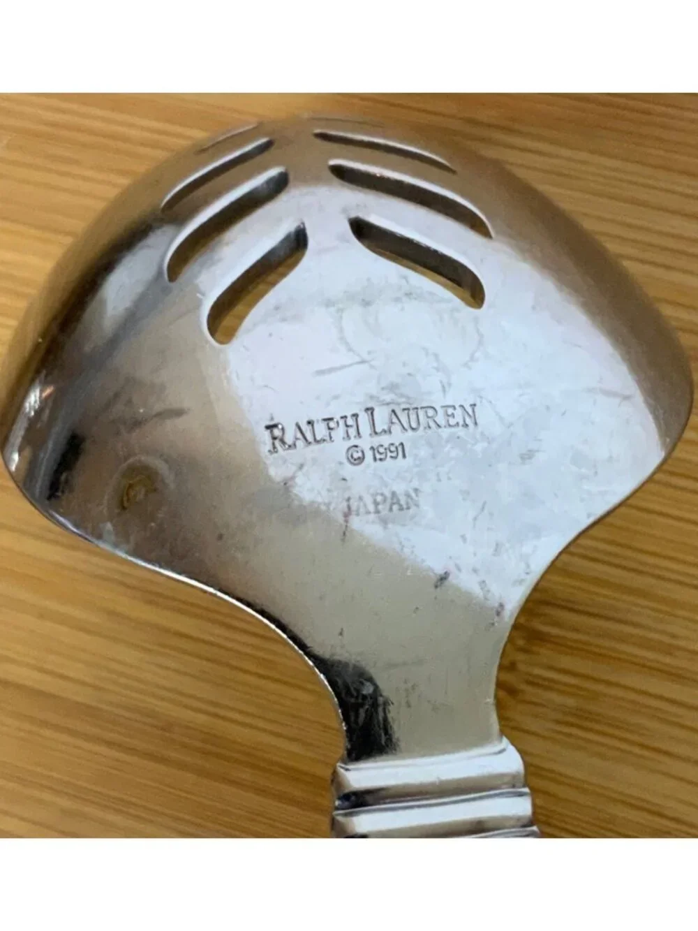 Ralph Lauren Wainwright Stainless Steel Slotted Serving Spoon 1991 Made in Japan